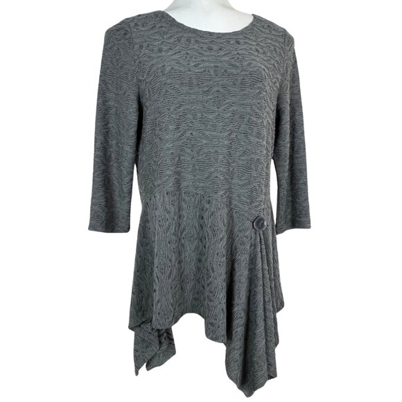 Patrizia Luca Milano Asymmetrical Hi-Lo Peplum Top Button Detail Sz L 🎉Host Pick - Picture 4 of 14